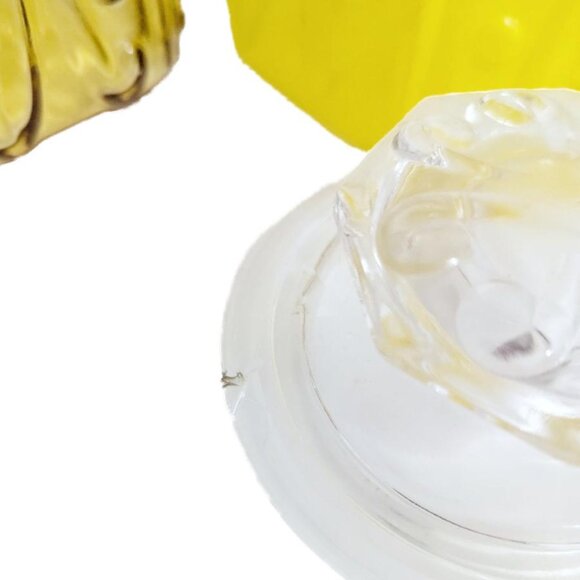 Vintage 1972 Imperial Glass Yellow & Amber Atterbury Scroll Show Off Jars - Picture 6 of 9